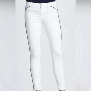 Lucky Brand Charlie Skinny White Jeans Black Piping Low Rise